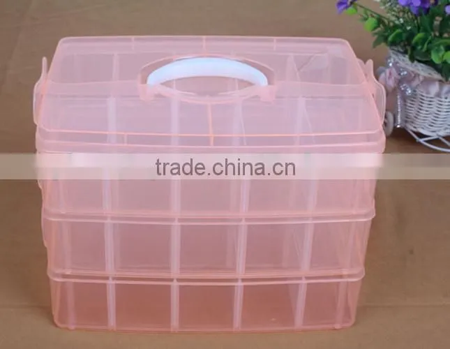 25*18.7*17cm Three Layers 30 Compartments Jewelry Adjustable Plastic Storage Box Jewelry Earring Bin Case Container