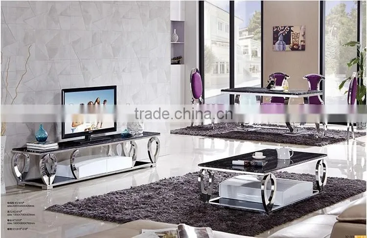 Modern marble top bent metal legs for living room furniture units coffee table/dining table/tv stand