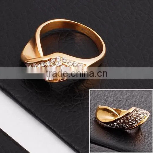 Fashion Diamond Rose Gold Stainless Steel Ring ZR10009
