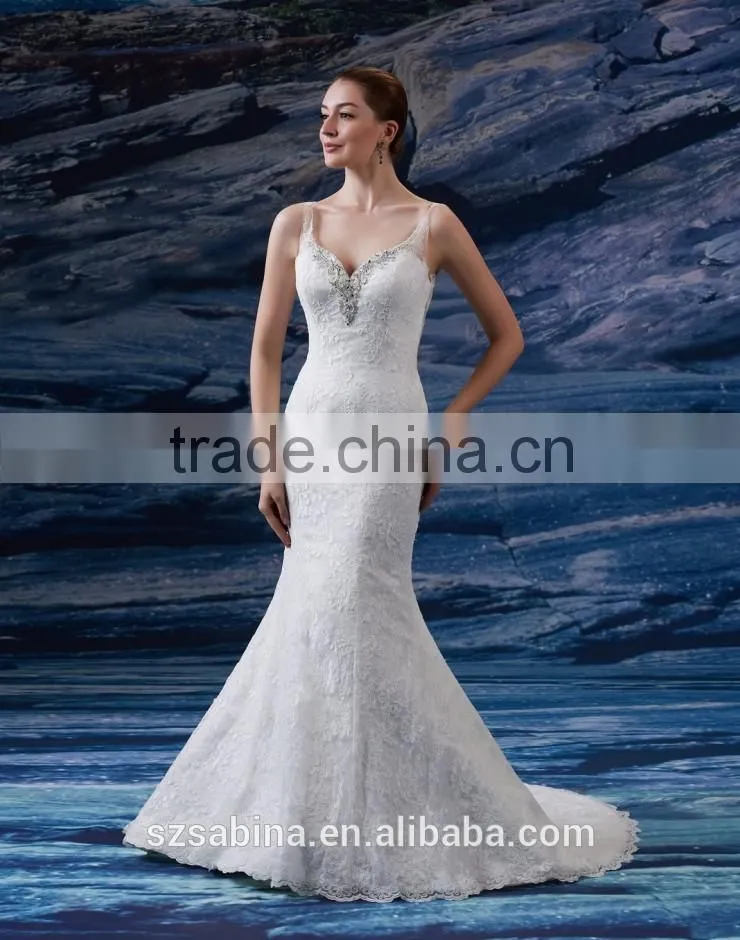 2016 lace applique sweep train mermaid wedding gowns wedding lacha photos