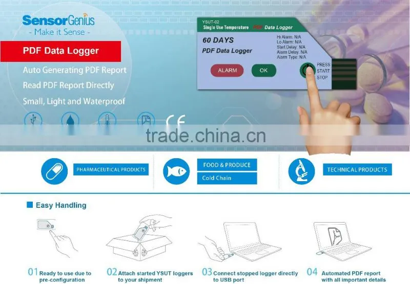 YSUP-10,PDF Report Single Use Temperature Data Logger