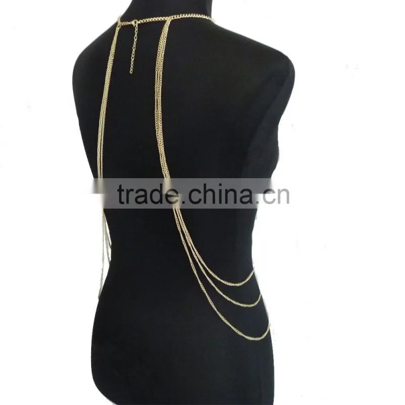 Crystal body jewelry multilayer tassel body chain