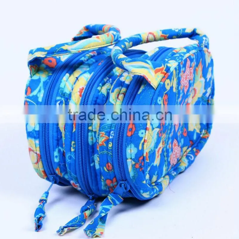 Z366 120924 Quilted cotton 100% cosmetic bag, make up bag