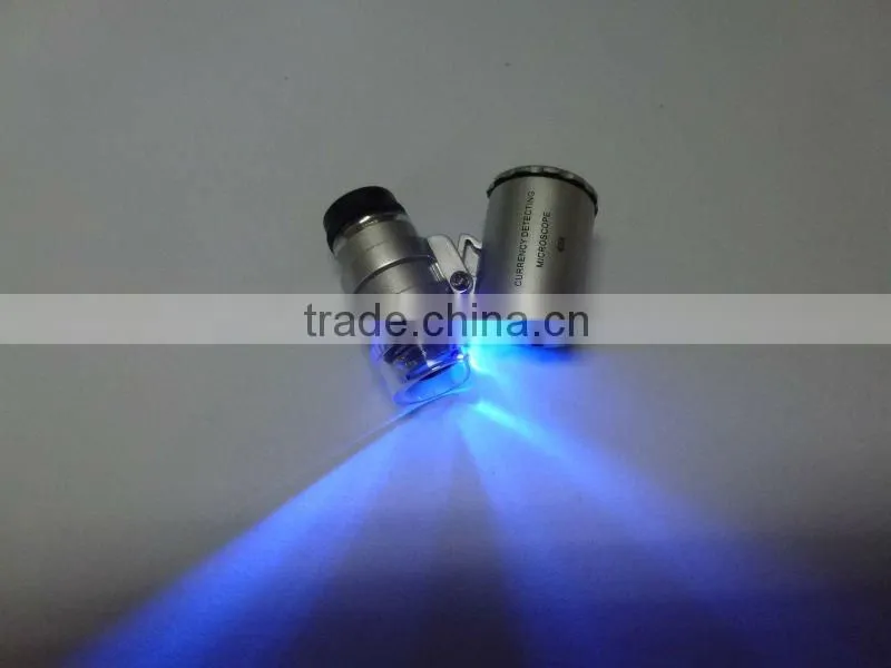 hot sale iphone camera microscope with 2 led light and 1 uv light 60x binocular microscope