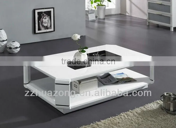 Modern High Gloss MDF Coffee Table With Curved Brace