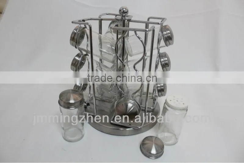 glass spice set,13pcs revolving glass spice set