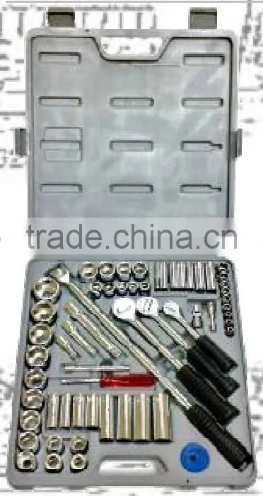 60pcs 1/4", 3/8", 1/2" Hand tools ratchet handle socket wrench set