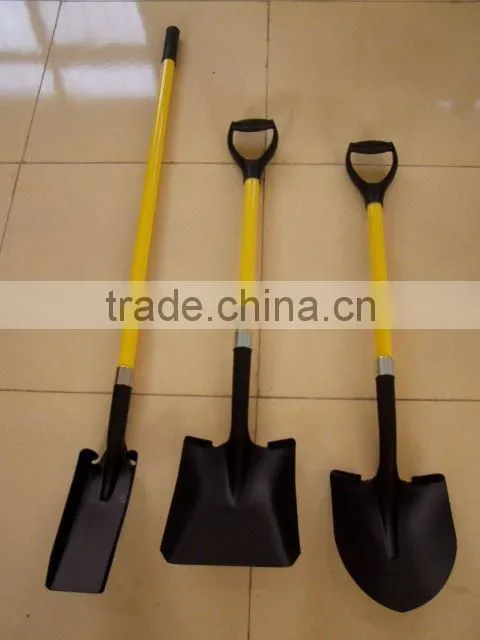 square point shovel with D wood handle