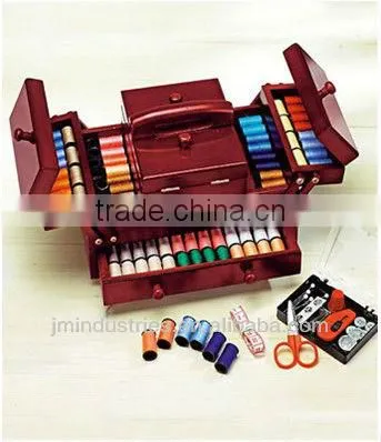 Folding Wood Sewing Kits Box with Handle