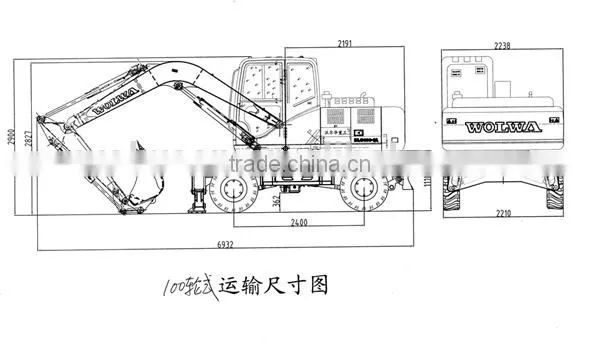 China Wolwa 10t DLS100-9A Wheel Shovel Excavator