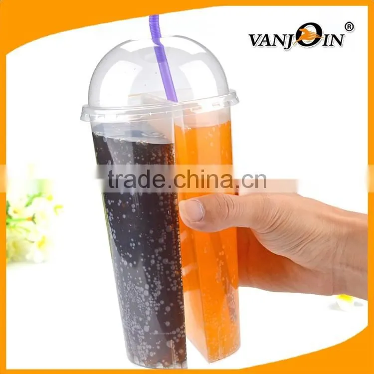 33 oz 1000ml Plastic PP split boba tea cups with lid