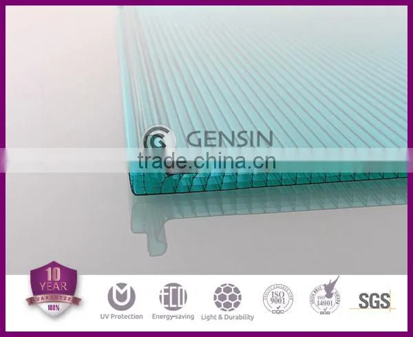 four wall rectangular structure U-lock polycarbonate hollow sheets / multi-wall pc sheet/pc panel