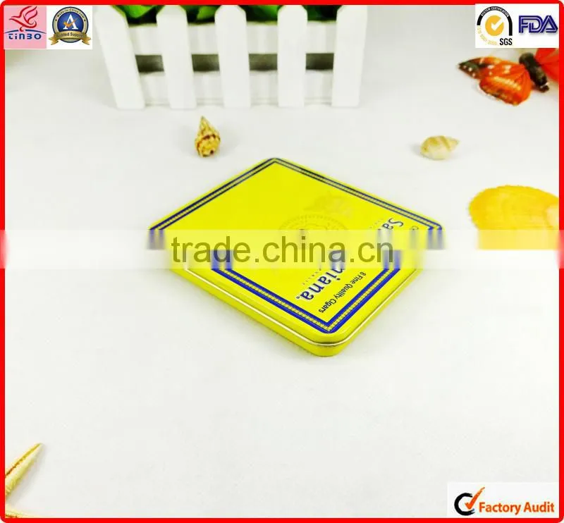 packing metal color printing small rectangle empty tobacco tin can