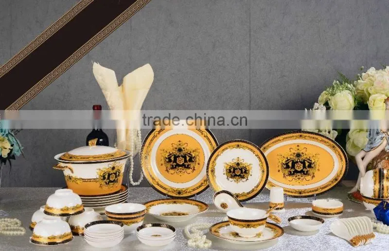 Luxury golden painting porcelain tea set 15pcs bone china tea set