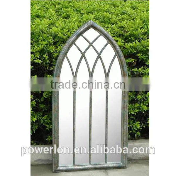 POWERLON Black Ornate Garden Iron Window Mirror Outdoor Furniture