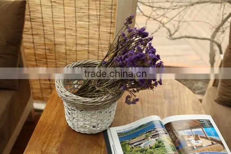 handmade plastic lined wicker basket for flower plant decoration wicker flower planter pot