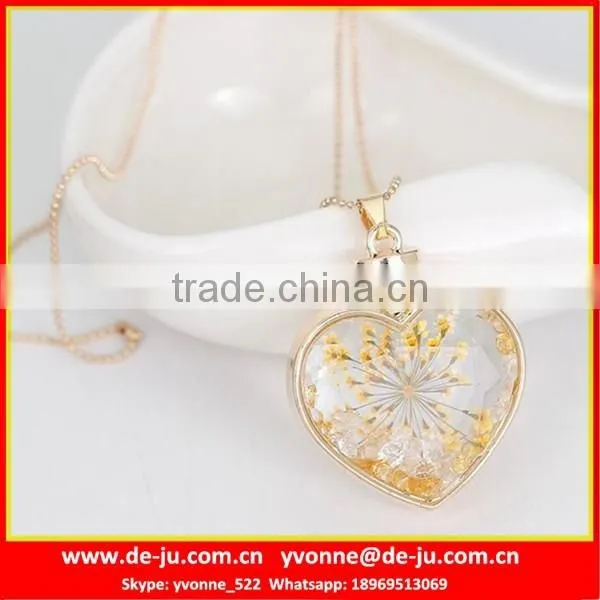 Fancy Unique Clear Glass Heart Pendant Necklace