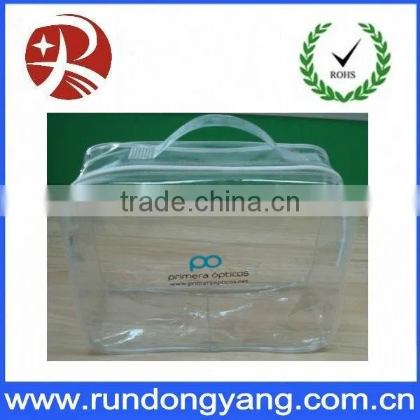 Blue plastic high quality PVC zipper bags with bottom gusset