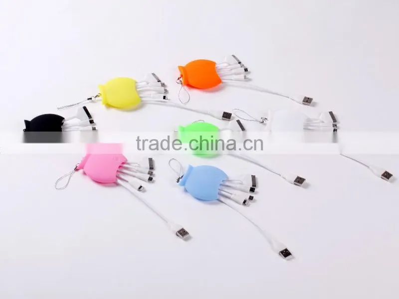 Custom Logo Printed 4 in 1 Multi Connector USB Charging Cable for iphone6s/4s/5S/ipad/Smartphones