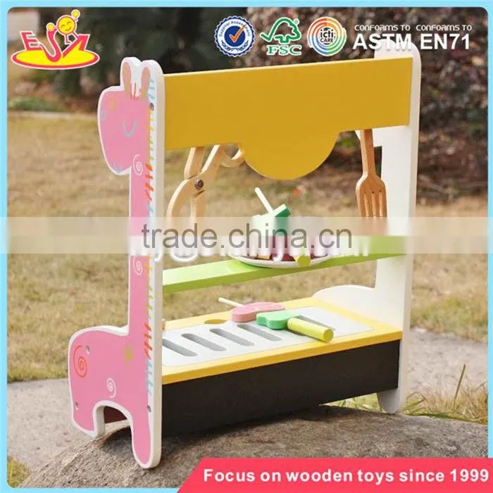 wholesale preschool kids play barbecue wooden toy bbq set new design girls wooden toy bbq set W10C302