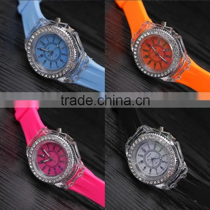 high quality free sample unisex led light watch colorful silicone strap wristwatch