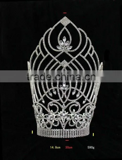 Hair Accessories 30cm tall Large Size Rhinestone CCrystal Beauty Pageant Crowns&Tiaras