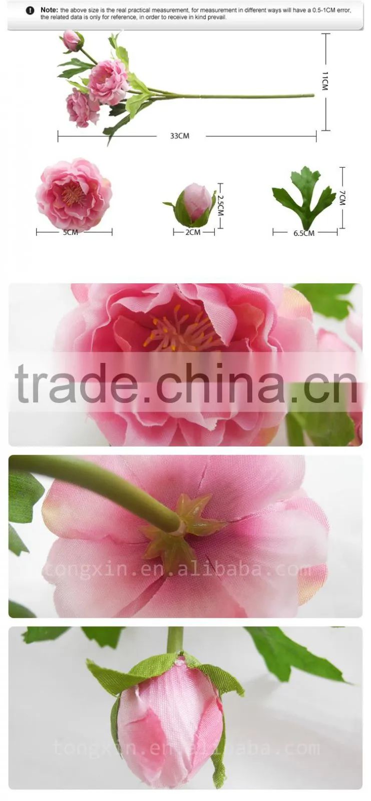 hot sell small single stem artificial ranunculus hotel home arrangement