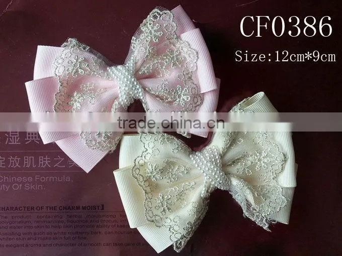 CF1104 Antique ribbon chiffon fabric bow tie for accesssories