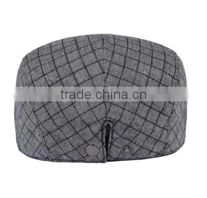Fashion Custom Grid Fabric Hat Beret Caps good quality men cap Hat/Cap