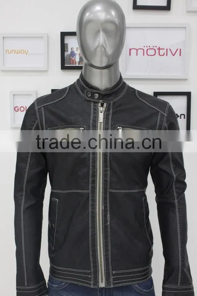 2014 hot sale Apparel stock man leather winter jacket