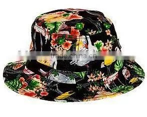 Fashion Cheap Bucket Hat/Round Top Floral 100 Cotton Bucket Hat