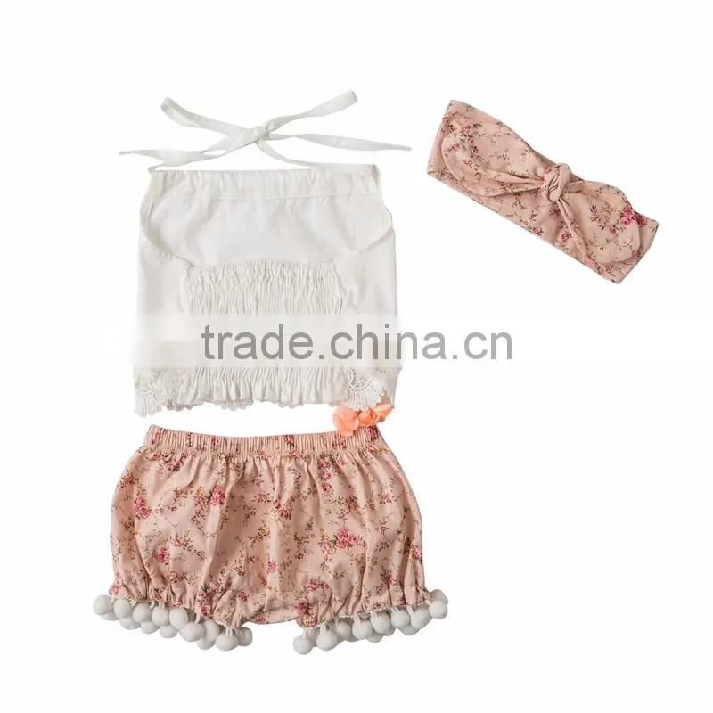 Summer new design boutique baby clothing set fashion girl floral outfits