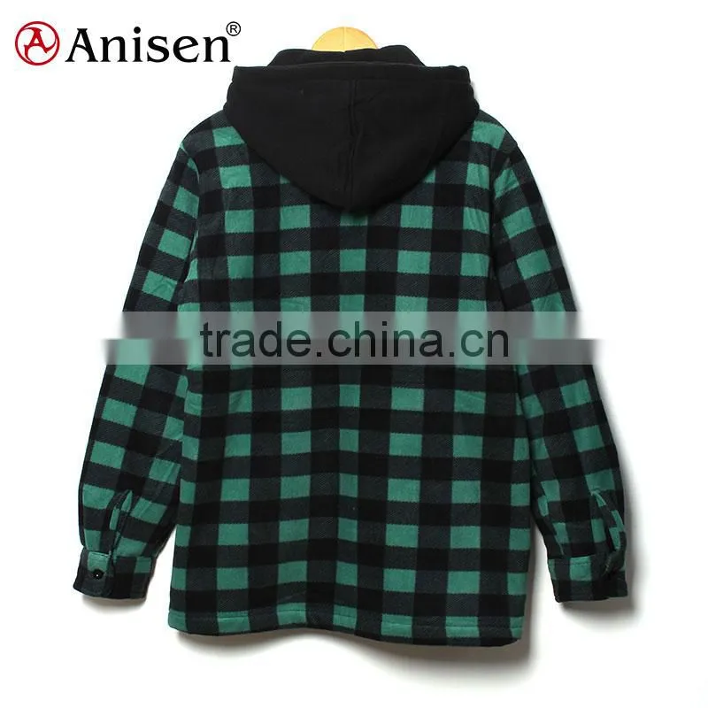 promotional cheap price stock men fleece plaids jacket