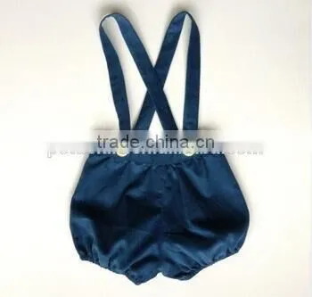 Boutique blue suspender shorts button design baby boys wearing panties