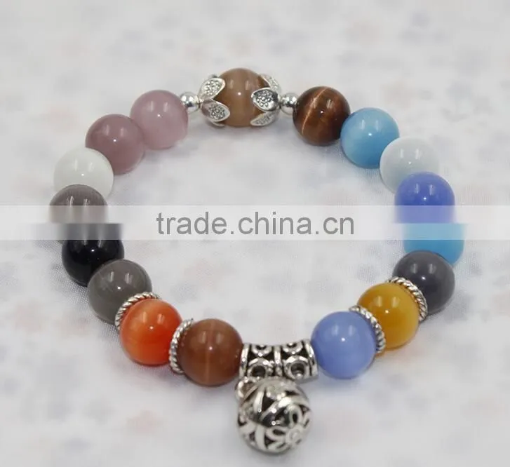 F20076N New fashion natural stones skull bracelet For women crystal opal beads stone bracelet
