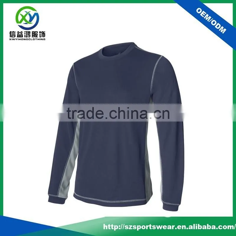 Hot sale 100%cotton contrast color eco friendly long sleeve men sport t shirt