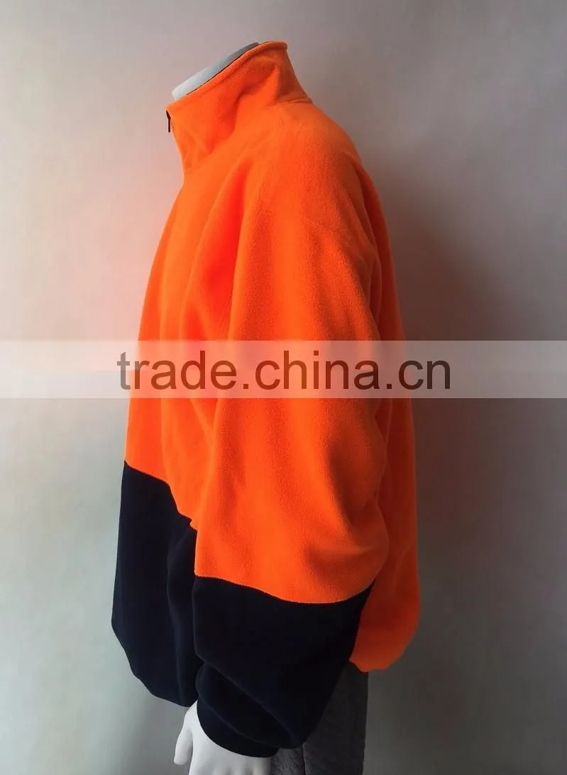 Two-color fleece high visibility polar jacket with reflective tapes