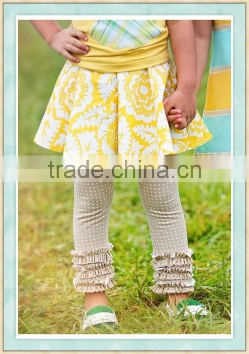 tan polka dots ruffle leggings icing baby leggings triple ruffle high quality pants girl kids clothes