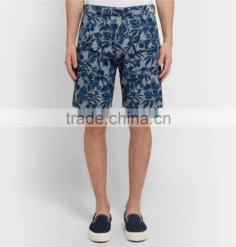 High Quality Whole Through Floral Prints One Button Closured Chino Shorts for Men