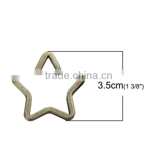 Pentagram Star Antique Bronze Iron Based Alloy Metal Keychain Findings