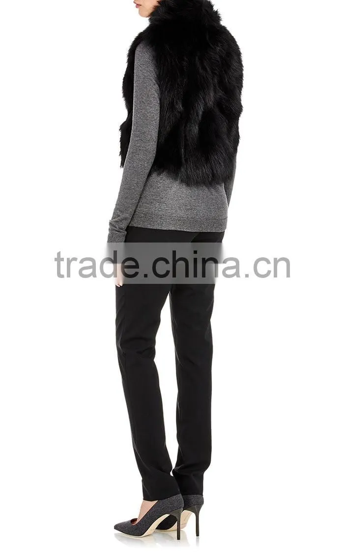YRFUR YR043 Chic Style Fox Fur Waistcoat/Stand Collar Patchwork Fox Fur Vest