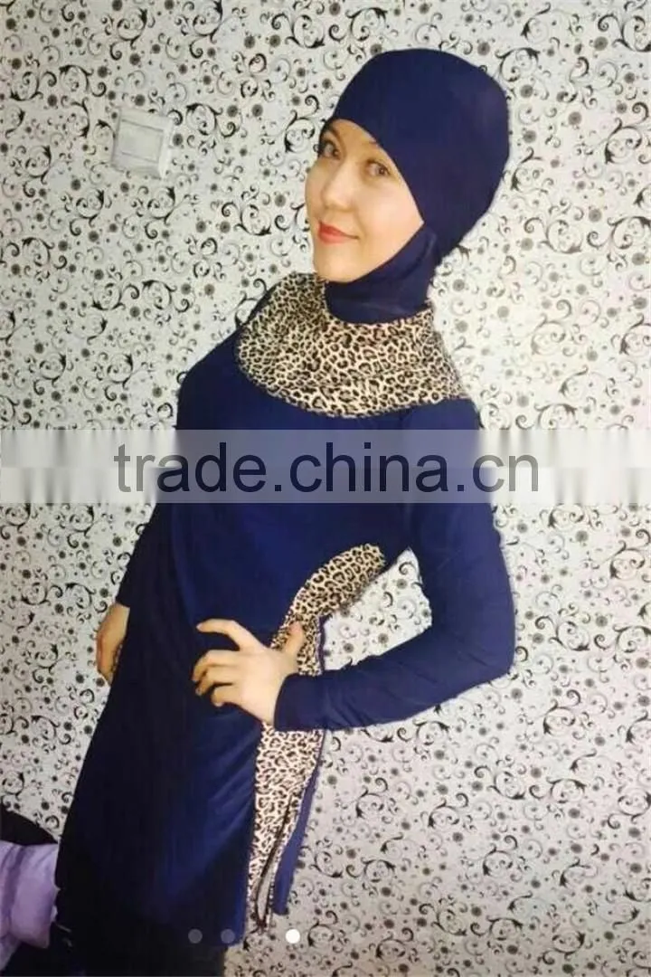 Fashion Woman Leapord Printed Modest Swimwear