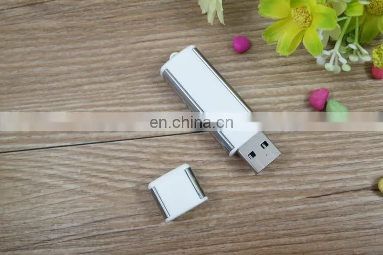 Plastic usb flash with metal usb 2.0 laser logo printing customized design gift memory sticker