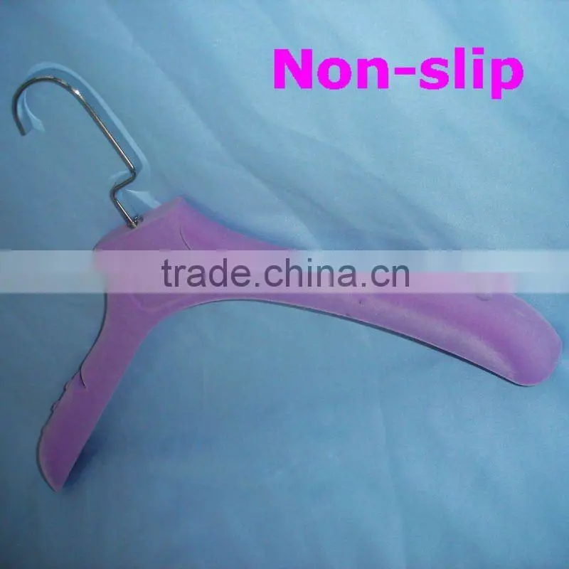 Purple velvet coat hanger for woman clothes with logo