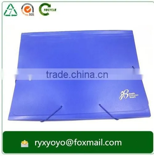 multi-pockets pp plastic blue a4 size expandable file folder with fasterner