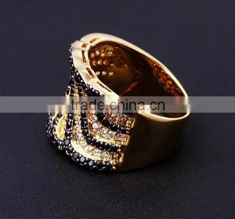 Super Deal Micro Setting Cubic Zirconia Black White Punk Contrast CZ Wedding Ring