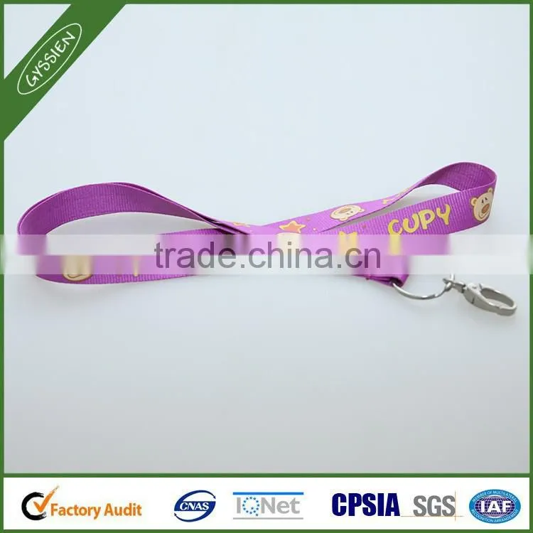 Purple/custom 2014 poly/nylon gift custom lanyard,retractable rhinestone lanyard with id badge holder