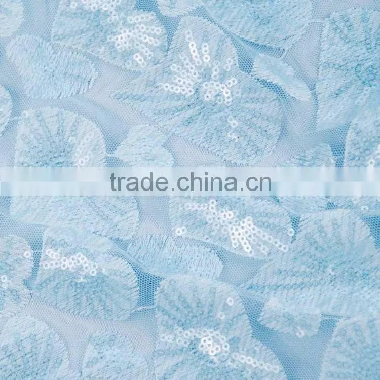 Latest fashion top quality 100%polyester different types of sequin embroidery fabric dresses for women