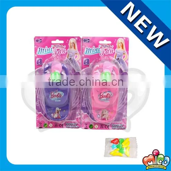 cartoon slide phone toy fan with candy