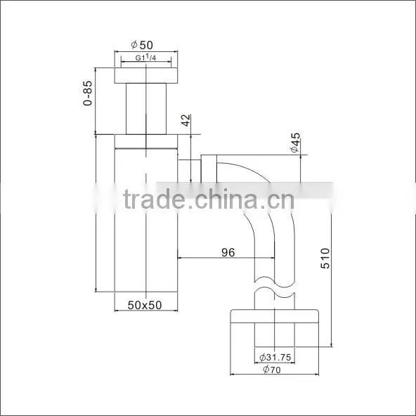 Excellent Quality basin brass waste accessories chrome palted bottle trap square siphon(J244-T)